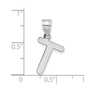 14k White Gold Polished Bubble Letter T Initial Pendant