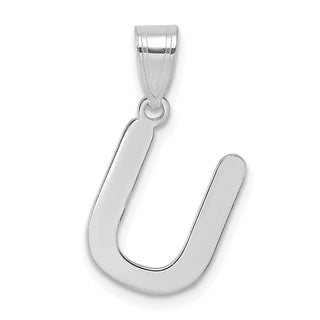14k White Gold Polished Bubble Letter U Initial Pendant