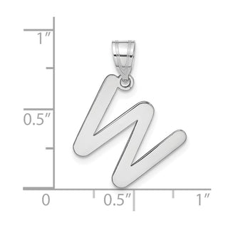 14k White Gold Polished Bubble Letter W Initial Pendant