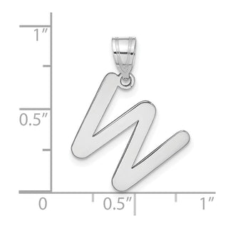 14k White Gold Polished Bubble Letter W Initial Pendant