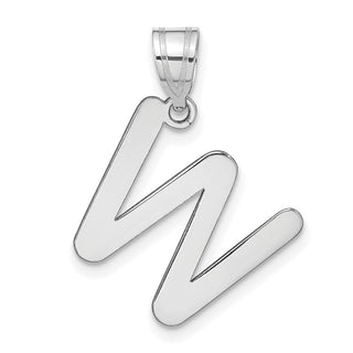 14k White Gold Polished Bubble Letter W Initial Pendant
