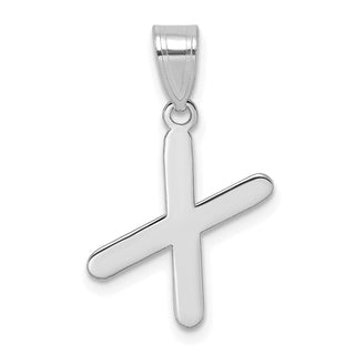 14k White Gold Polished Bubble Letter X Initial Pendant