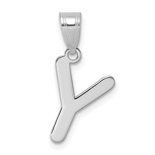 14k White Gold Polished Bubble Letter Y Initial Pendant