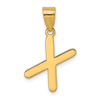 14k Yellow Gold Polished Bubble Letter X Initial Pendant