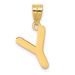 14k Yellow Gold Polished Bubble Letter Y Initial Pendant