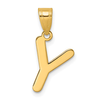 14k Yellow Gold Polished Bubble Letter Y Initial Pendant
