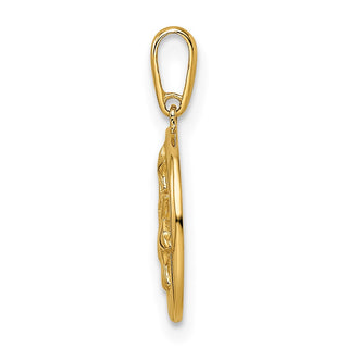 14k Yellow Gold CZ Stars Circular Pendant
