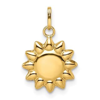 14k Yellow Gold Polished Puffed Sun Pendant