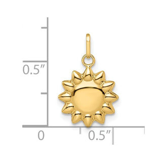14k Yellow Gold Polished Puffed Sun Pendant