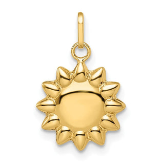14k Yellow Gold Polished Puffed Sun Pendant