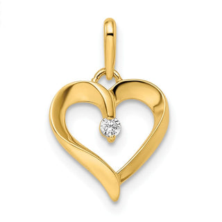 14k Yellow Gold CZ Heart Pendant YC1512