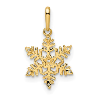 14k Yellow Gold CZ Snowflake Pendant