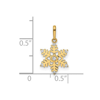 14k Yellow Gold CZ Snowflake Pendant