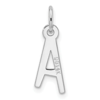 14k White Gold Slanted Block Letter A Initial Charm