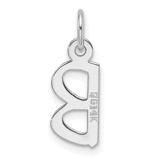14k White Gold Slanted Block Letter B Initial Charm