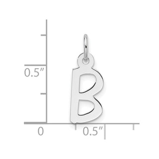 14k White Gold Slanted Block Letter B Initial Charm