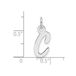 14k White Gold Slanted Block Letter C Initial Charm