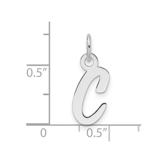 14k White Gold Slanted Block Letter C Initial Charm