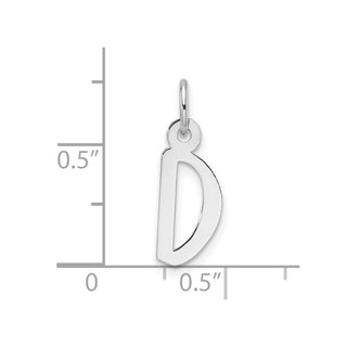 14k White Gold Slanted Block Letter D Initial Charm
