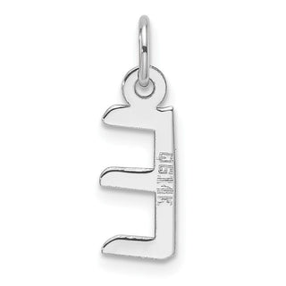 14K White Gold Slanted Block Letter E Initial Charm
