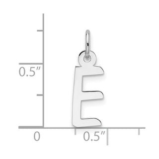 14K White Gold Slanted Block Letter E Initial Charm