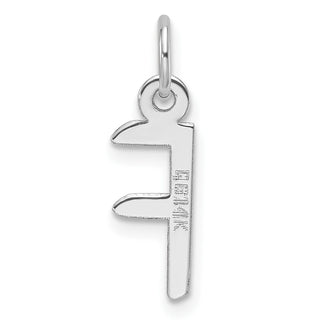 14K White Gold Slanted Block Letter F Initial Charm