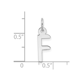 14K White Gold Slanted Block Letter F Initial Charm