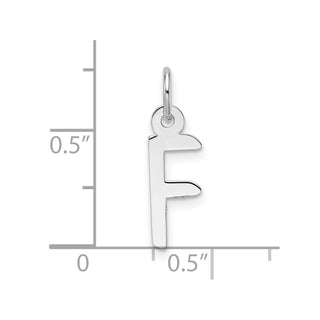 14K White Gold Slanted Block Letter F Initial Charm