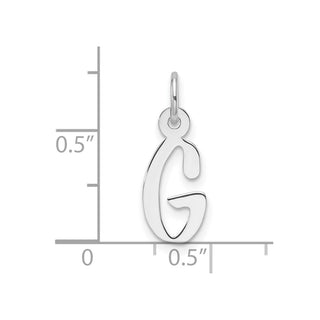 14K White Gold Slanted Block Letter G Initial Charm