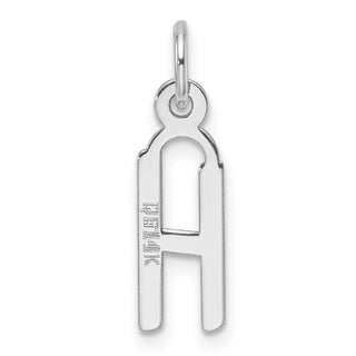 14K White Gold Slanted Block Letter H Initial Charm