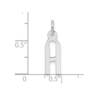 14K White Gold Slanted Block Letter H Initial Charm