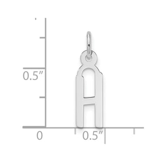 14K White Gold Slanted Block Letter H Initial Charm