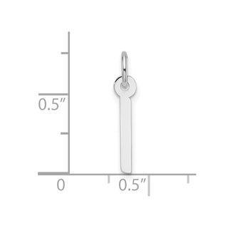 14K White Gold Slanted Block Letter I Initial Charm