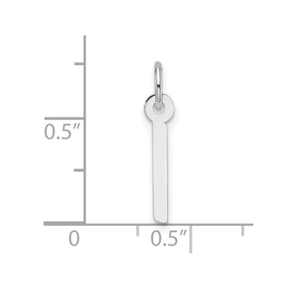 14K White Gold Slanted Block Letter I Initial Charm