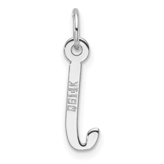14K White Gold Slanted Block Letter J Initial Charm