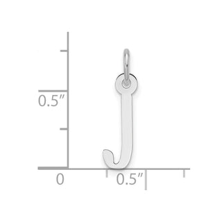 14K White Gold Slanted Block Letter J Initial Charm