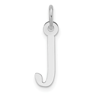 14K White Gold Slanted Block Letter J Initial Charm