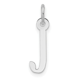 14K White Gold Slanted Block Letter J Initial Charm