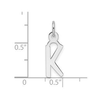 14K White Gold Slanted Block Letter K Initial Charm