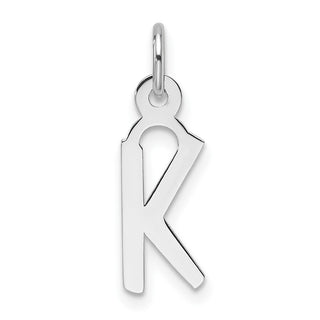 14K White Gold Slanted Block Letter K Initial Charm