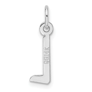 14K White Gold Slanted Block Letter L Initial Charm