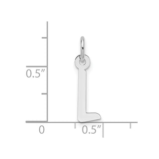 14K White Gold Slanted Block Letter L Initial Charm