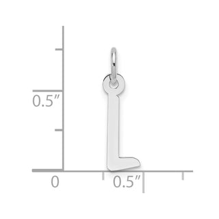 14K White Gold Slanted Block Letter L Initial Charm