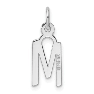 14K White Gold Slanted Block Letter M Initial Charm
