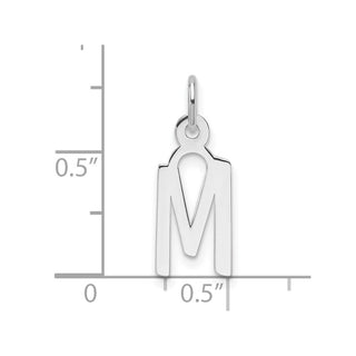 14K White Gold Slanted Block Letter M Initial Charm