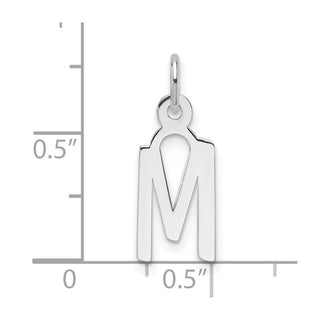 14K White Gold Slanted Block Letter M Initial Charm