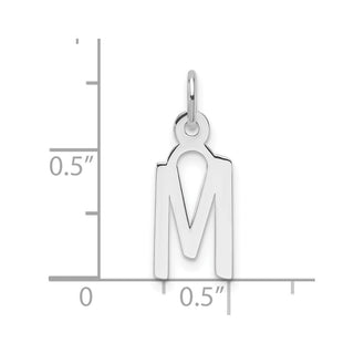 14K White Gold Slanted Block Letter M Initial Charm