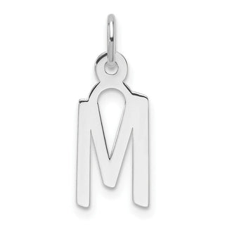 14K White Gold Slanted Block Letter M Initial Charm