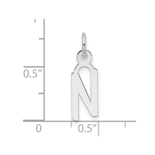 14K White Gold Slanted Block Letter N Initial Charm