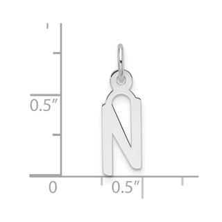 14K White Gold Slanted Block Letter N Initial Charm